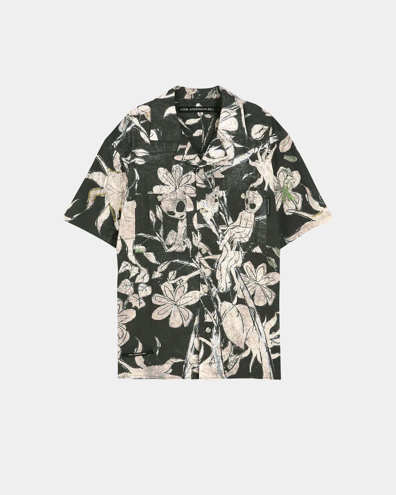 FLOWER PRINTED OPEN COLLAR SHIRT atb1529m(BLACK/BEIGE) sold by Andersson Bell product image thumbnail 2