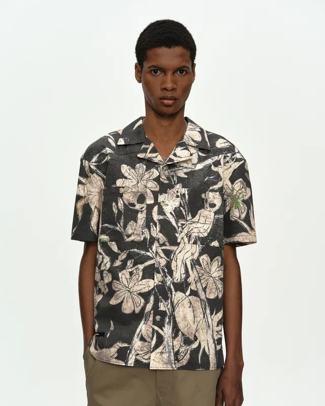 FLOWER PRINTED OPEN COLLAR SHIRT atb1529m(BLACK/BEIGE) made by Andersson Bell
