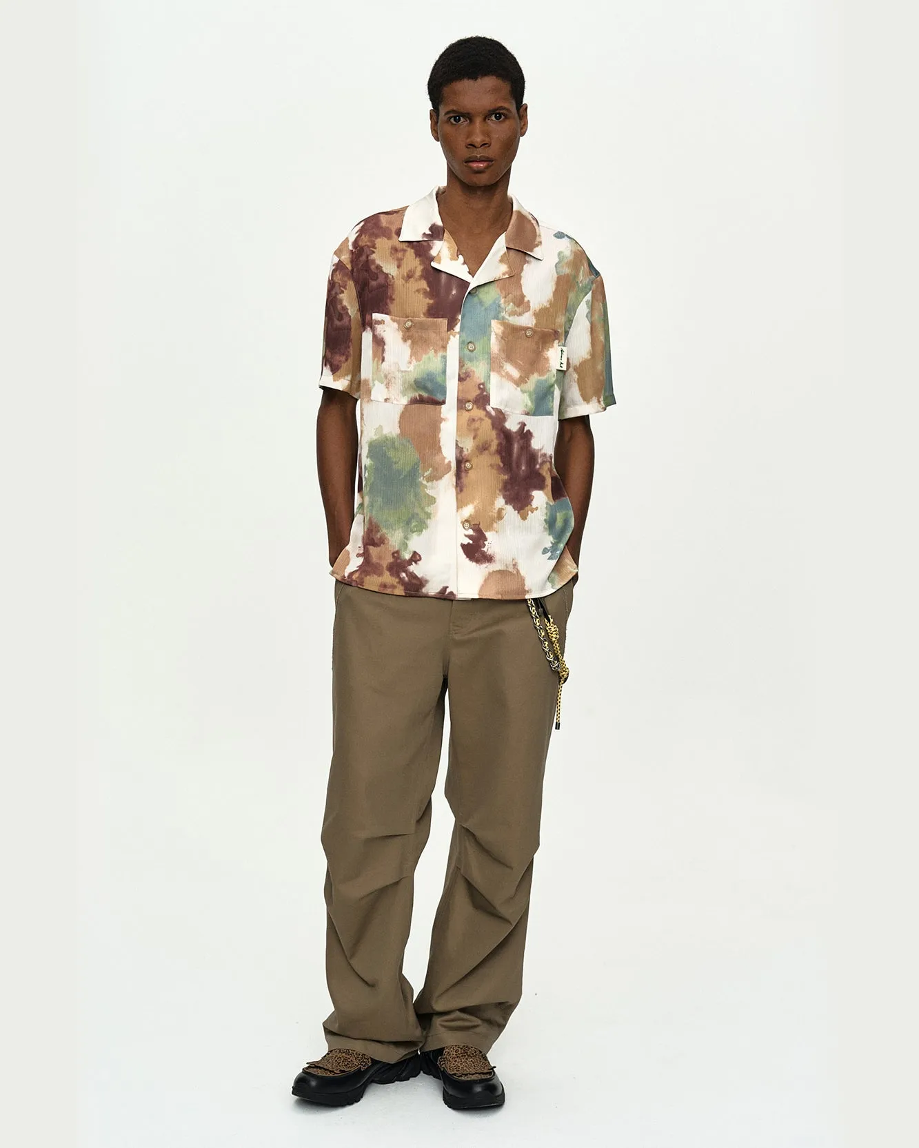 NANA OPEN COLLAR SHIRT atb1526m(BEIGE/BROWN) sold by Andersson Bell