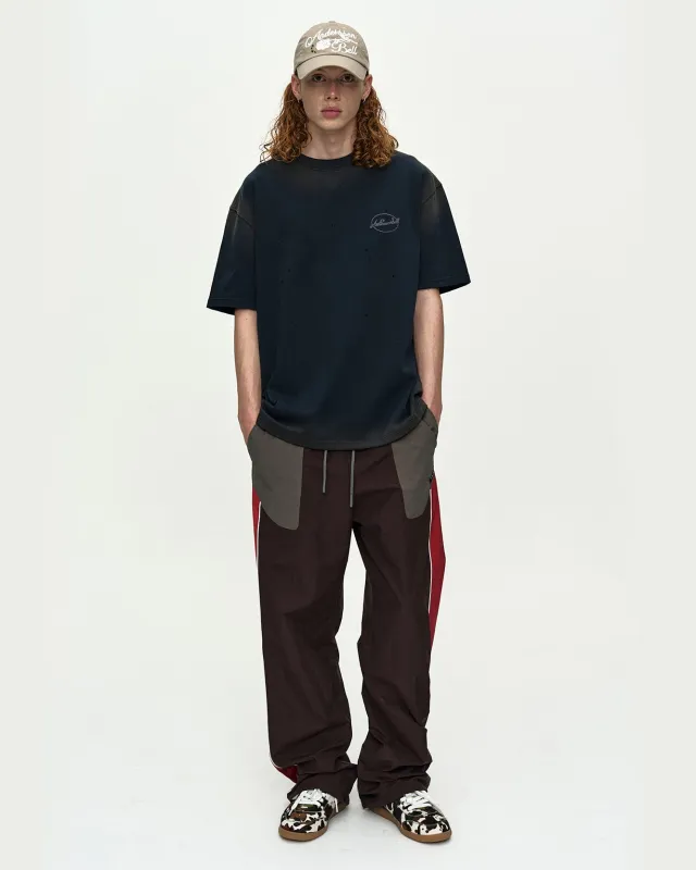 GRADIENT DAMAGE WASHED T-SHIRT atb1440m(NAVY) made by Andersson Bell