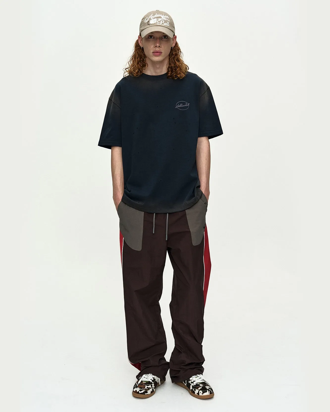 GRADIENT DAMAGE WASHED T-SHIRT atb1440m(NAVY) sold by Andersson Bell