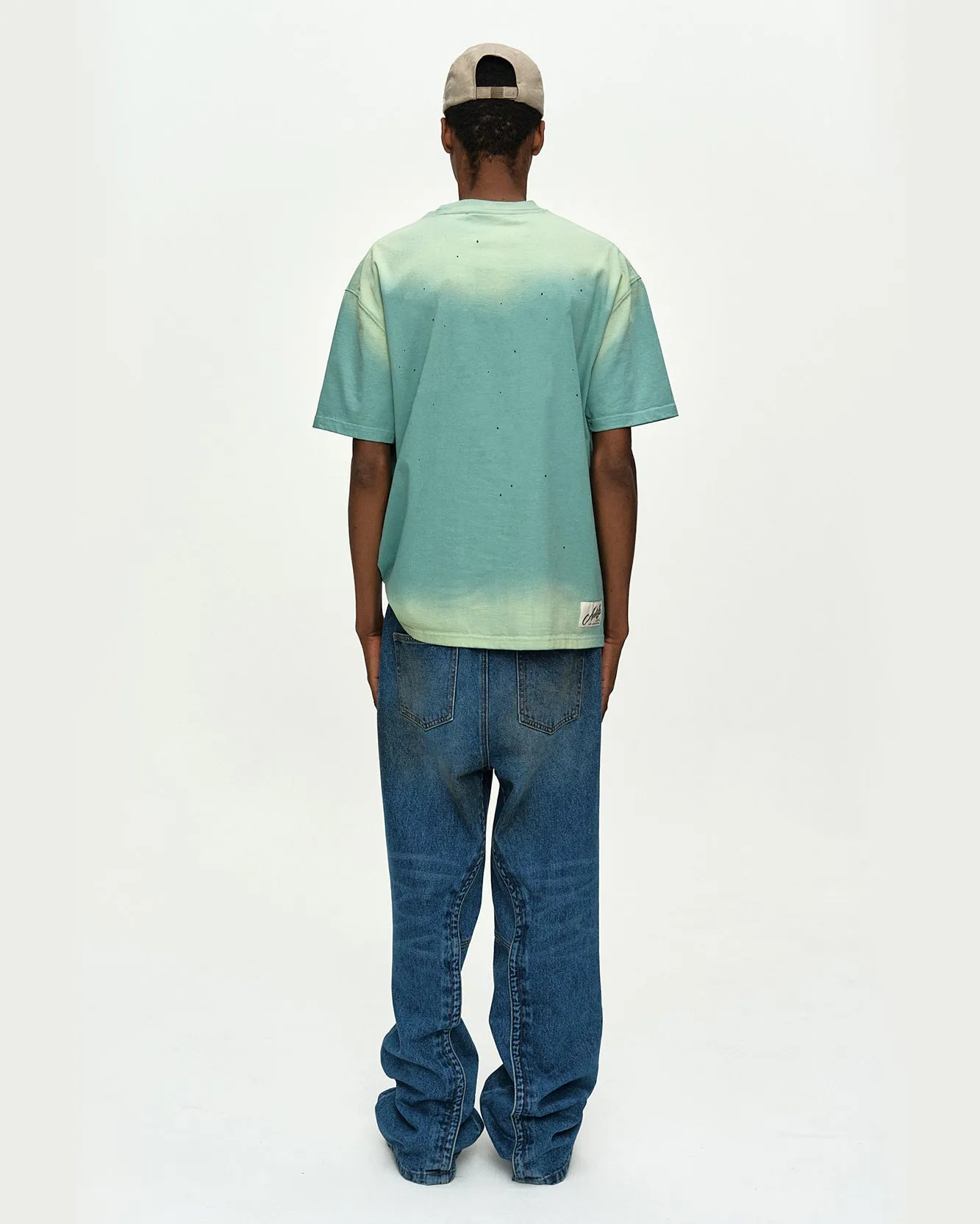 GRADIENT DAMAGE WASHED T-SHIRT atb1440m(GREEN/SKY BLUE) sold by Andersson Bell product image thumbnail 5