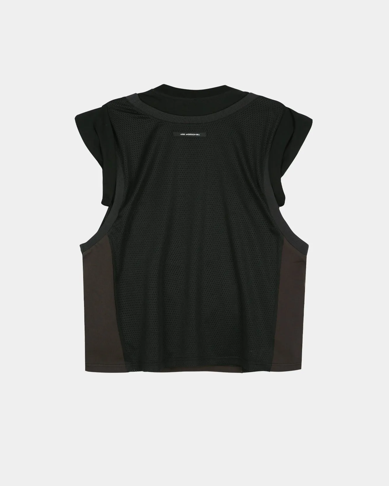 BASKETBALL JERSEY LAYERED ROLL UP T-SHIRT atb1449w(BLACK/BROWN) sold by Andersson Bell product image thumbnail 3