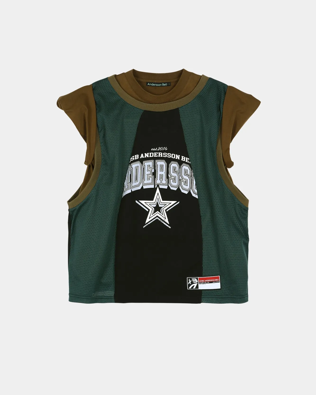 BASKETBALL JERSEY LAYERED ROLL UP T-SHIRT atb1449w(KHAKI/GREEN) sold by Andersson Bell product image thumbnail 2