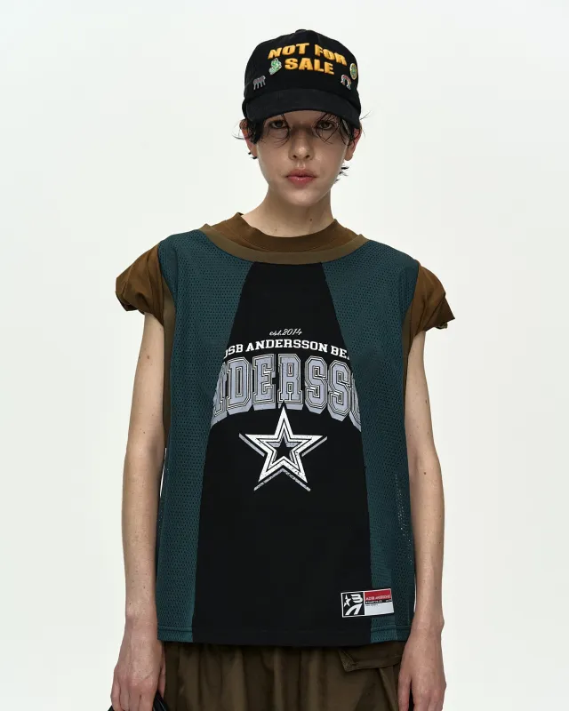 BASKETBALL JERSEY LAYERED ROLL UP T-SHIRT atb1449w(KHAKI/GREEN) made by Andersson Bell