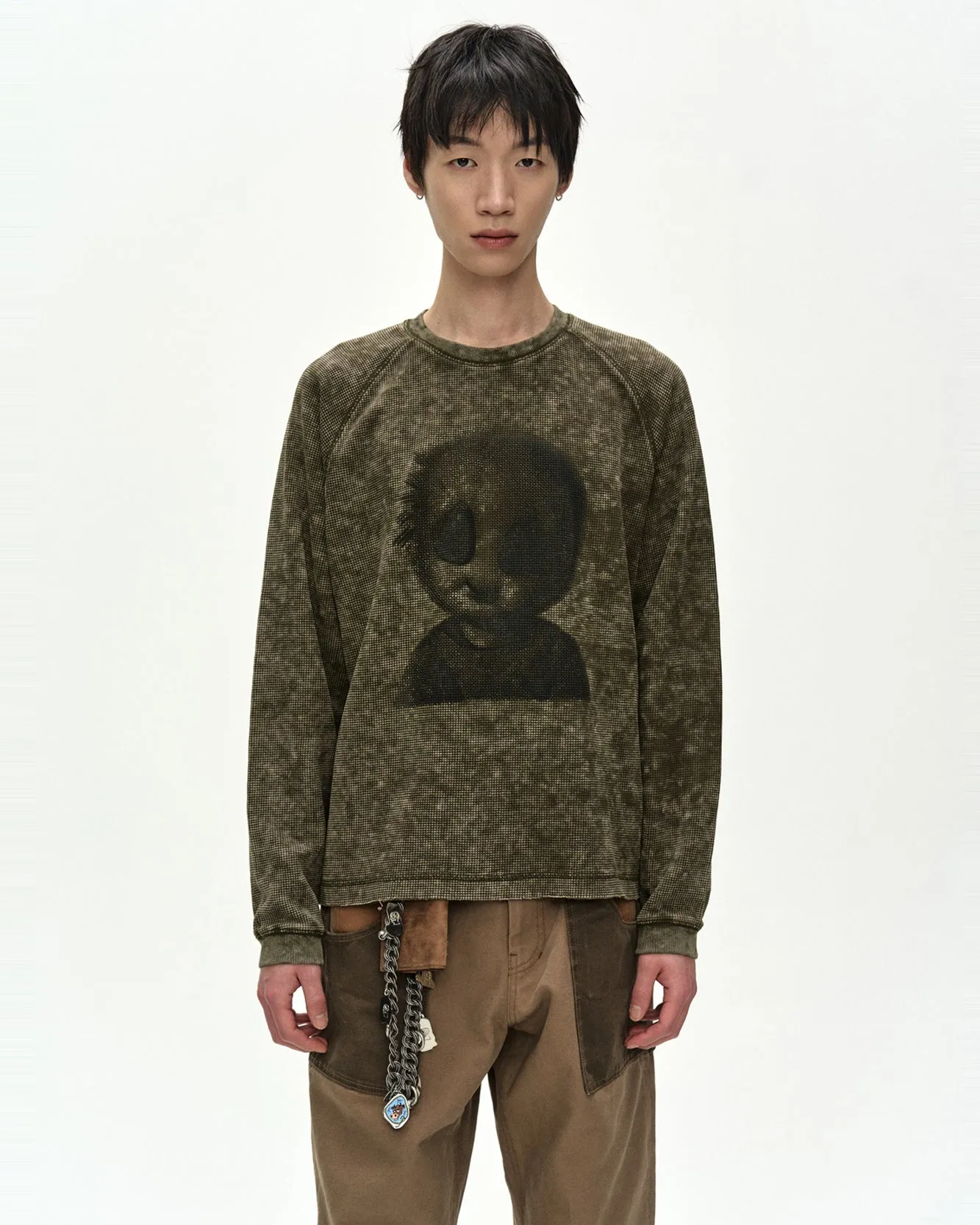 UNISEX ALIEN MACHINERY WAFFLE LONG SLEEVE T-SHIRT (WASHED KHAKI) sold by Andersson Bell