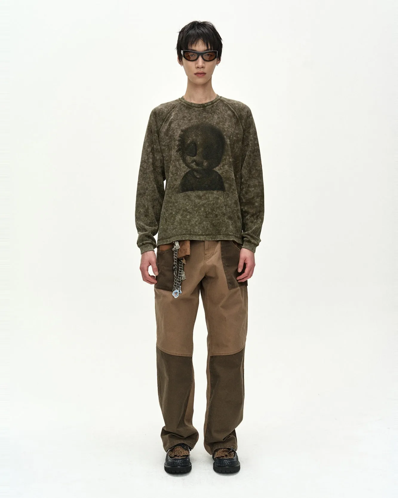 UNISEX ALIEN MACHINERY WAFFLE LONG SLEEVE T-SHIRT (WASHED KHAKI) sold by Andersson Bell product image thumbnail 4