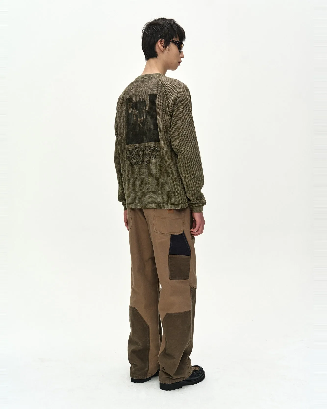 UNISEX ALIEN MACHINERY WAFFLE LONG SLEEVE T-SHIRT (WASHED KHAKI) sold by Andersson Bell product image thumbnail 5