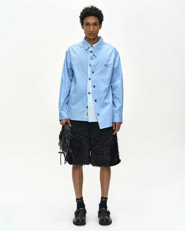 ASYMMETRIC LAYERED SHIRT (BLUE/BLUE STRIPE) made by Andersson Bell