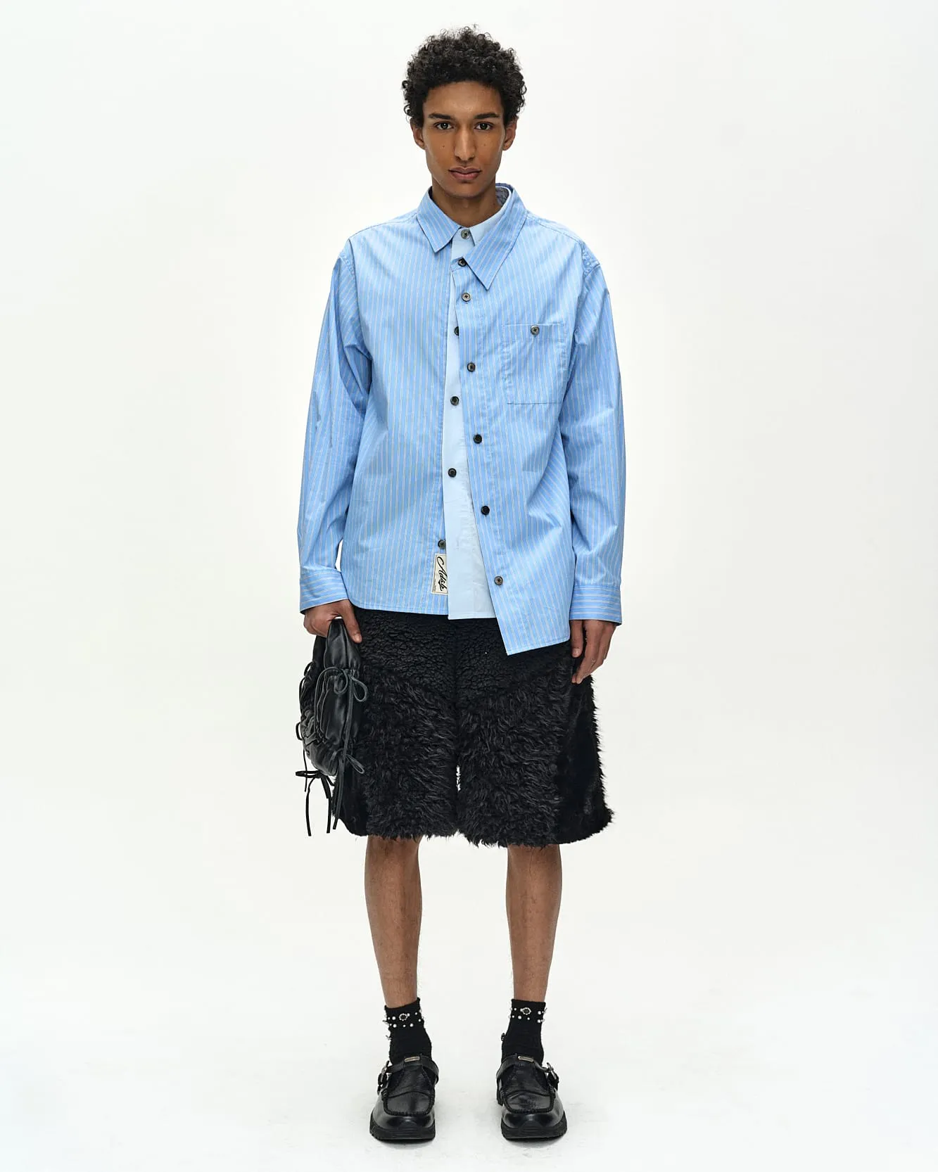 ASYMMETRIC LAYERED SHIRT (BLUE/BLUE STRIPE) sold by Andersson Bell