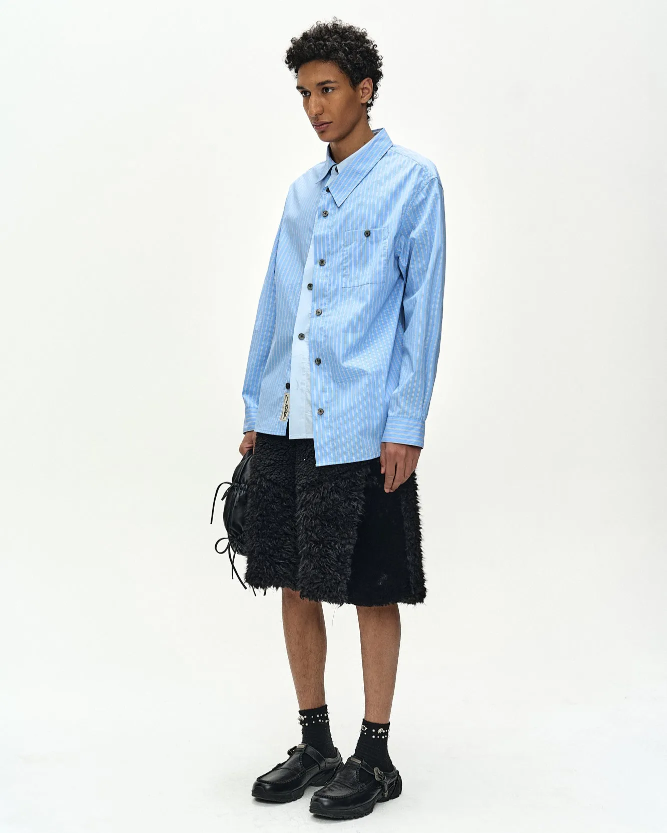 ASYMMETRIC LAYERED SHIRT (BLUE/BLUE STRIPE) sold by Andersson Bell product image thumbnail 4