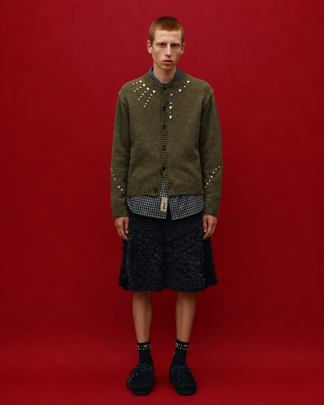 ROGHEN STUDDED CARDIGAN (MOSS KHAKI) made by Andersson Bell