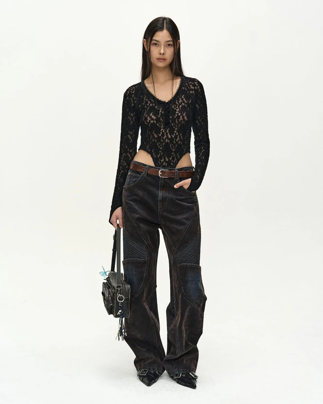 LACE MESH BODYSUIT (BLACK) sold by Andersson Bell