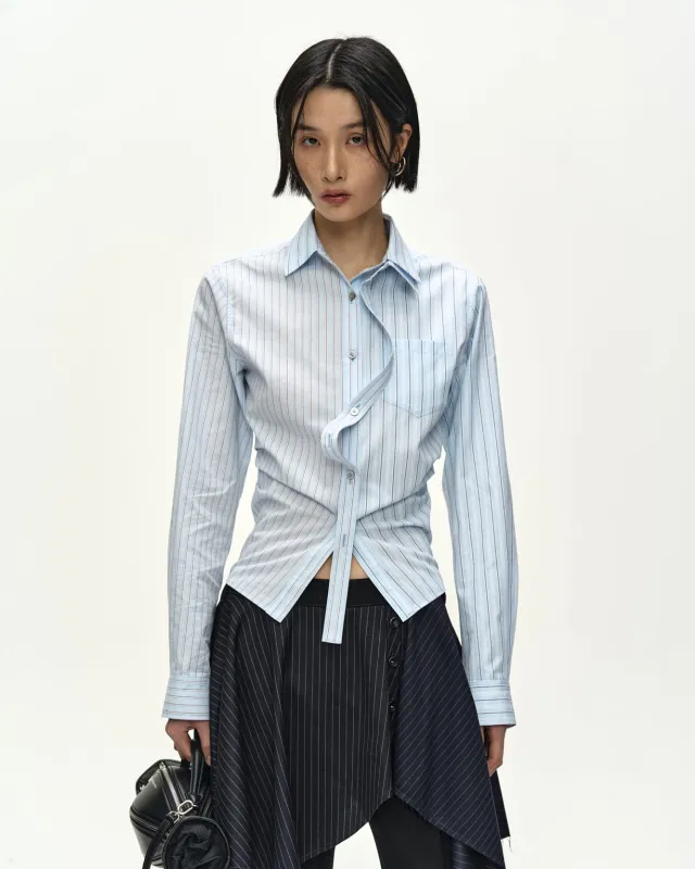 SPLIT-STRIPE CONTOUR SHIRT (BLUE) made by Andersson Bell