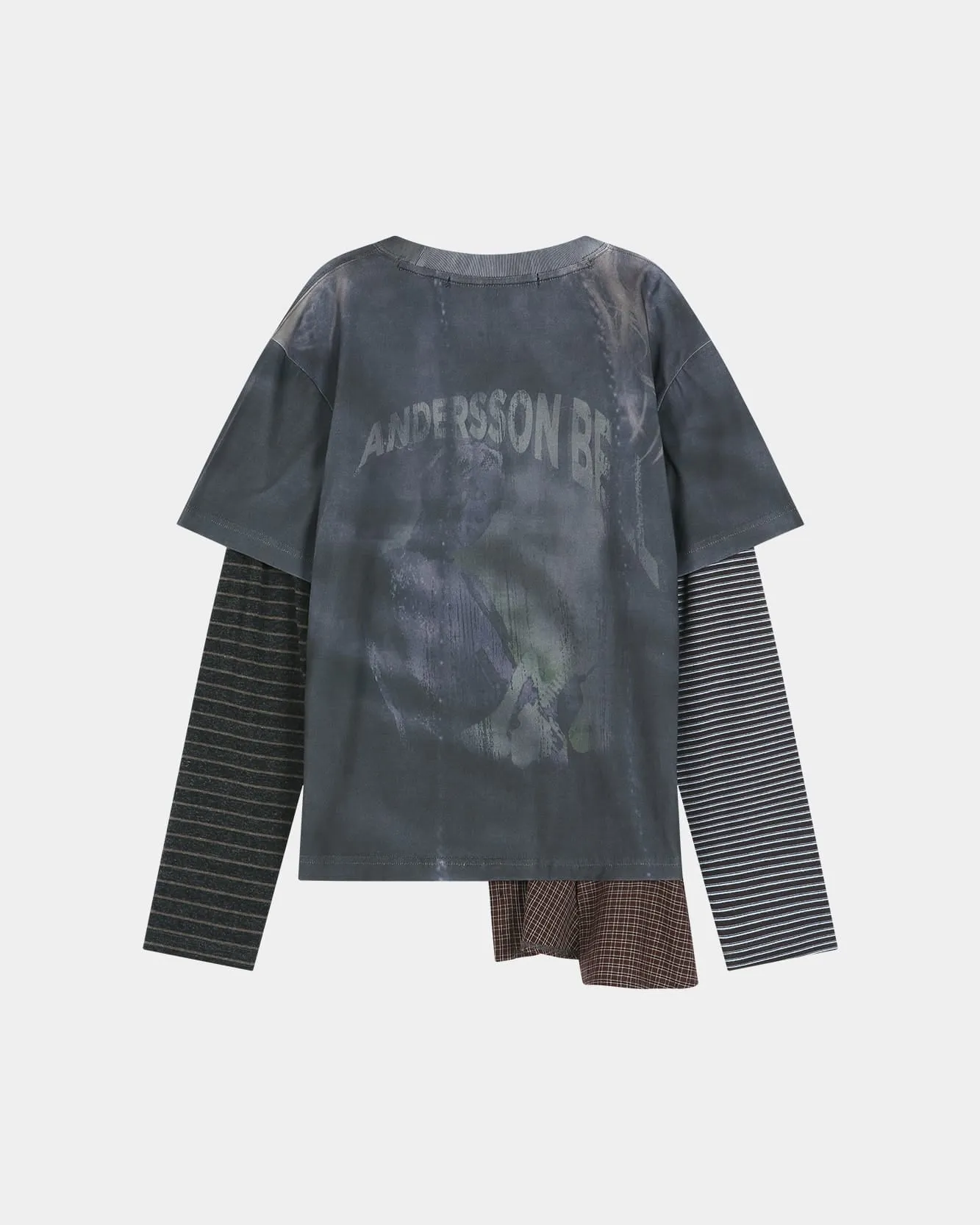 MIXED STRIPE SLEEVE LAYERED TOP (CHARCOAL) sold by Andersson Bell product image thumbnail 3