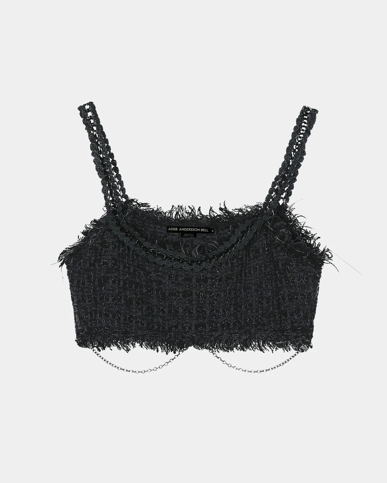 RAW CHAIN-EDGE TWEED BRALETTE (BLACK) sold by Andersson Bell product image thumbnail 2