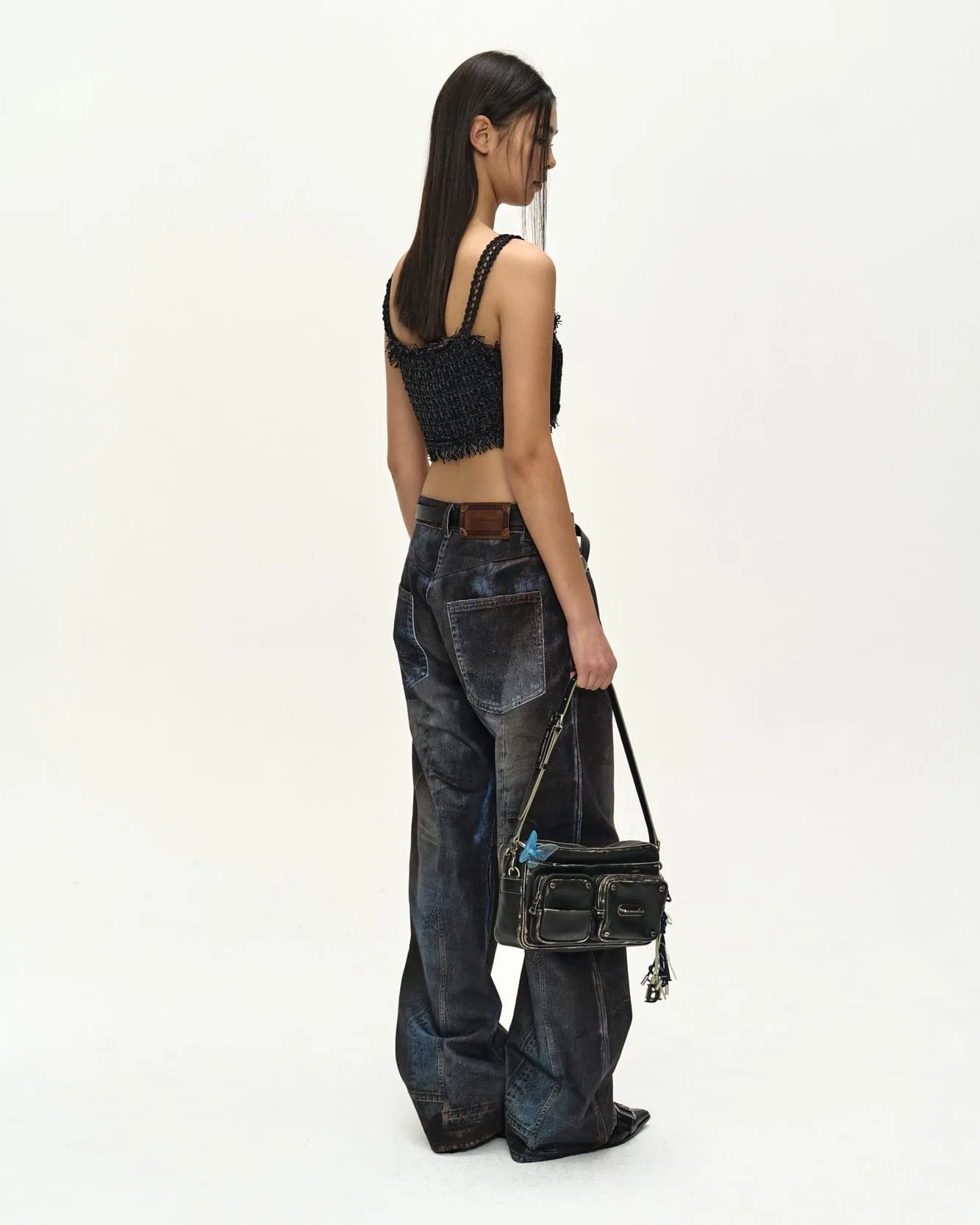 RAW CHAIN-EDGE TWEED BRALETTE (BLACK) sold by Andersson Bell product image thumbnail 5