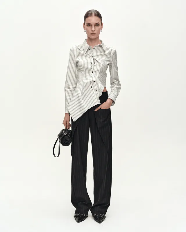 ASYMMETRIC STUDDED STRIPE SHIRT (WHITE) made by Andersson Bell