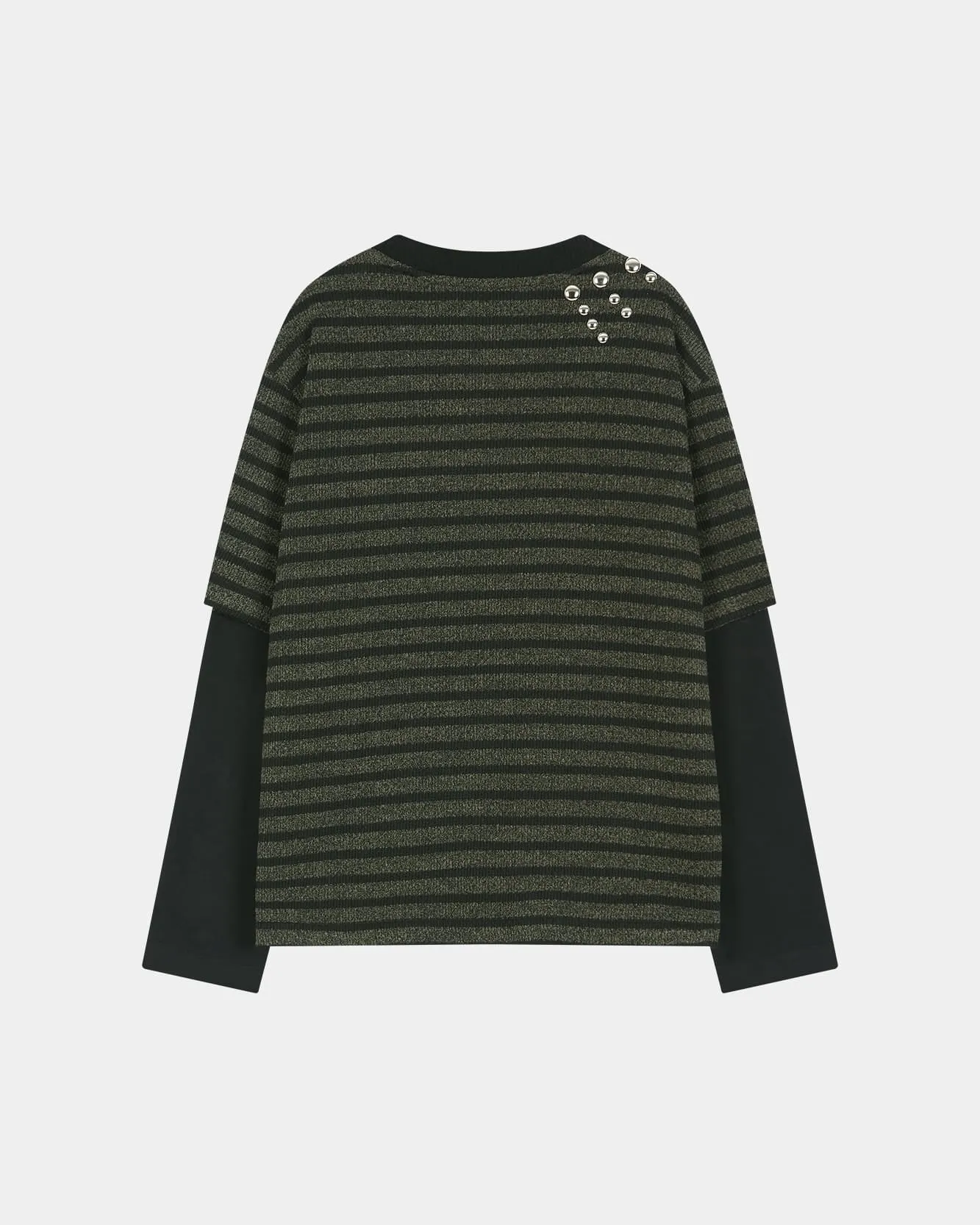 UNISEX STUDDED STRIPE LAYERED SWEATER (BLACK) sold by Andersson Bell product image thumbnail 3
