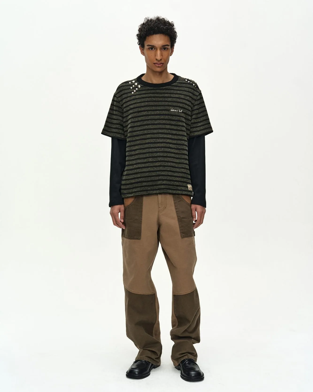 UNISEX STUDDED STRIPE LAYERED SWEATER (BLACK) sold by Andersson Bell product image thumbnail 4
