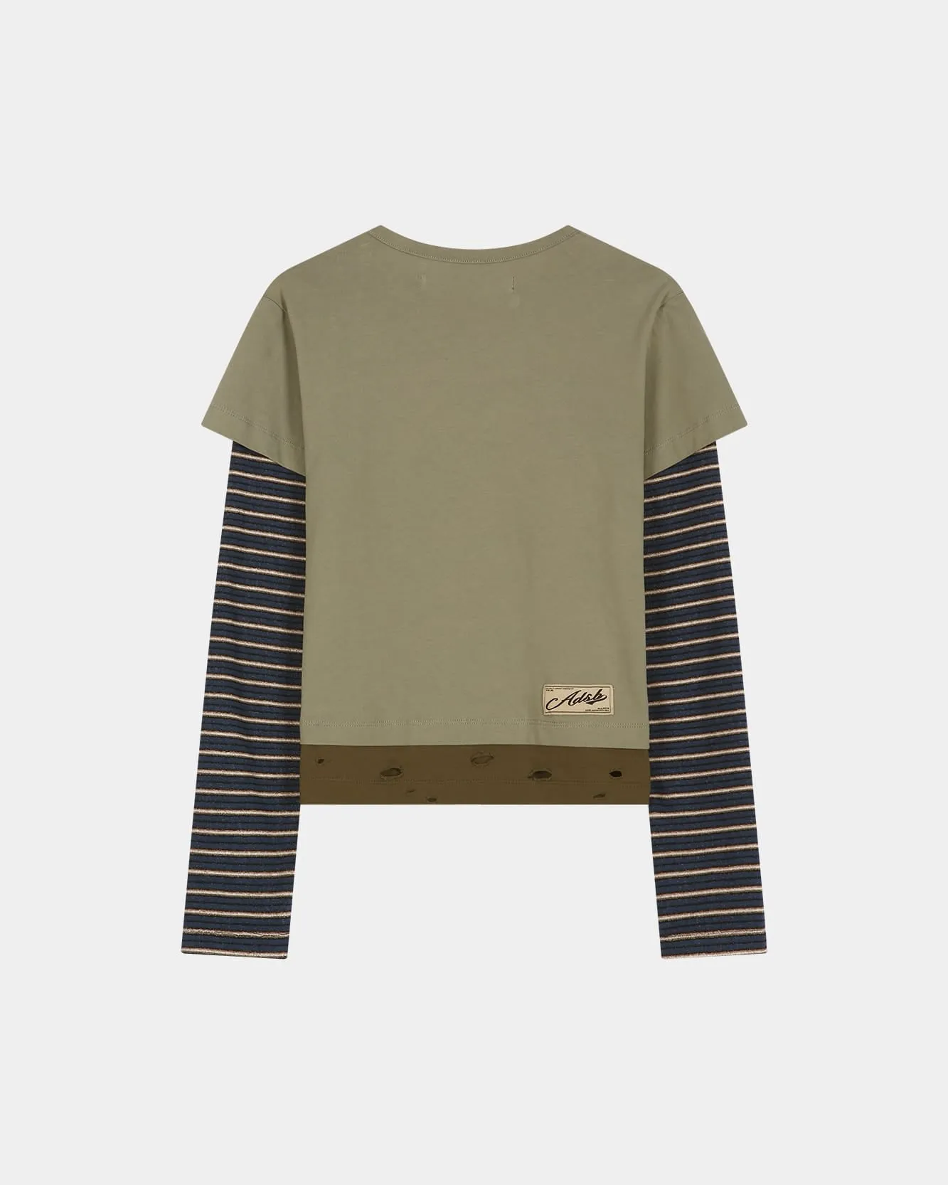 LAYERED HEART MESSAGE LONG SLEEVE T-SHIRT (KHAKI) sold by Andersson Bell product image thumbnail 3