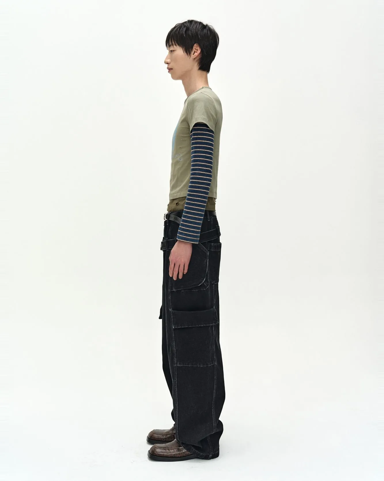 LAYERED HEART MESSAGE LONG SLEEVE T-SHIRT (KHAKI) sold by Andersson Bell product image thumbnail 5