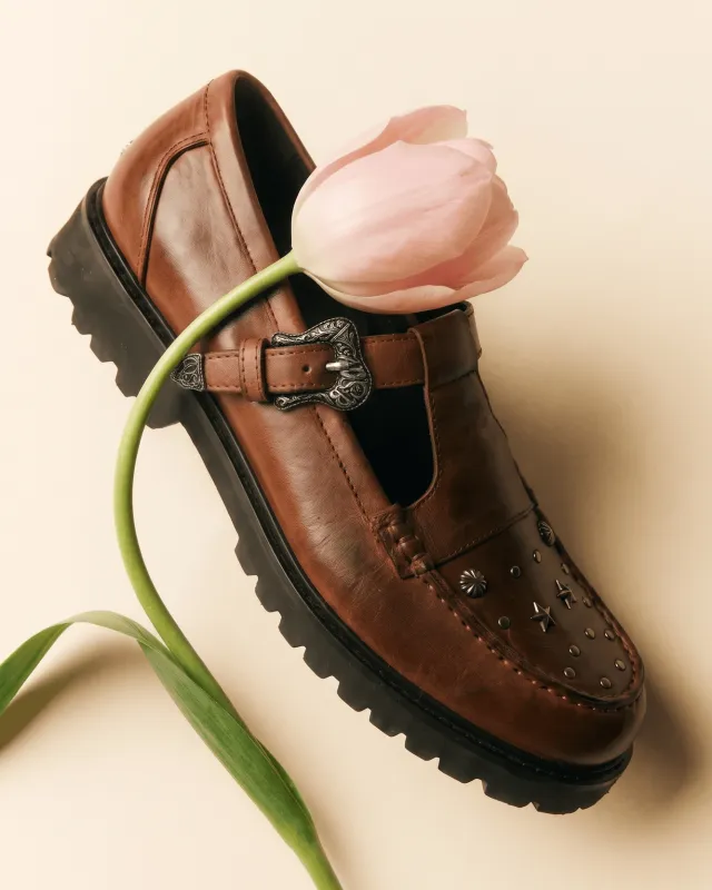 UNISEX VINTAGE WESTERN MARYJANE LOAFERS (BROWN) made by Andersson Bell