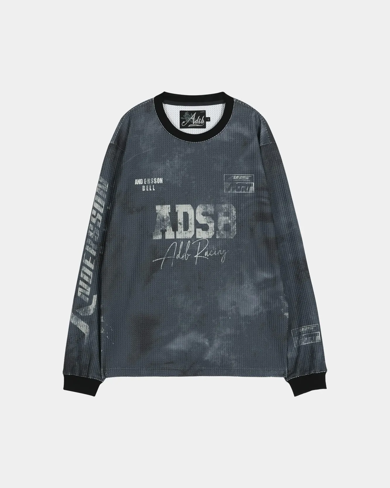 RACING PRINTED WAFFLE LONG SLEEVE T-SHIRT (BLACK) sold by Andersson Bell product image thumbnail 2
