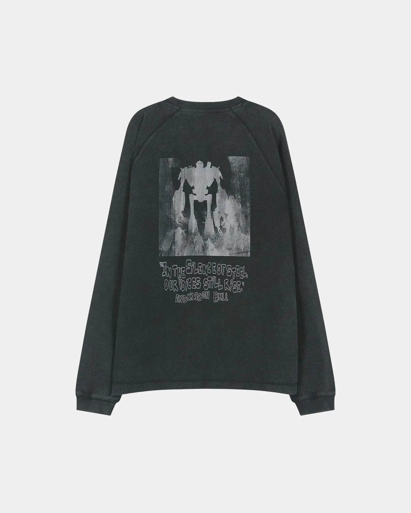 UNISEX ALIEN MACHINERY WAFFLE LONG SLEEVE T-SHIRT (WASHED BLACK) sold by Andersson Bell product image thumbnail 3