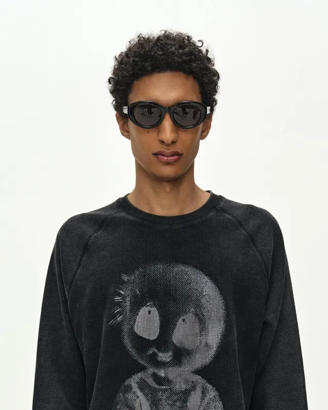 UNISEX ALIEN MACHINERY WAFFLE LONG SLEEVE T-SHIRT (WASHED BLACK) made by Andersson Bell