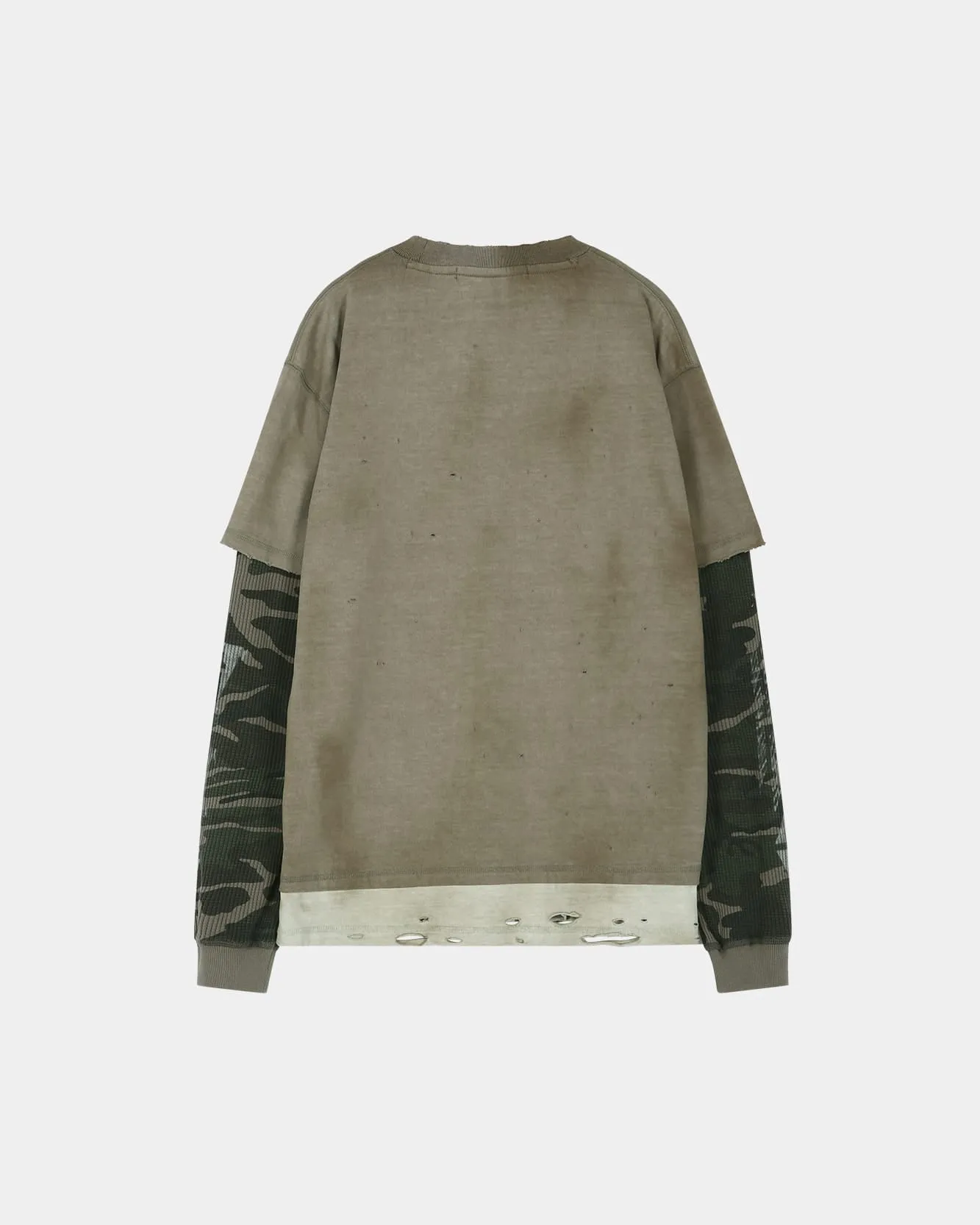 DISTRESS LAYERED LONG SLEEVE T-SHIRT (BEIGE) sold by Andersson Bell product image thumbnail 3