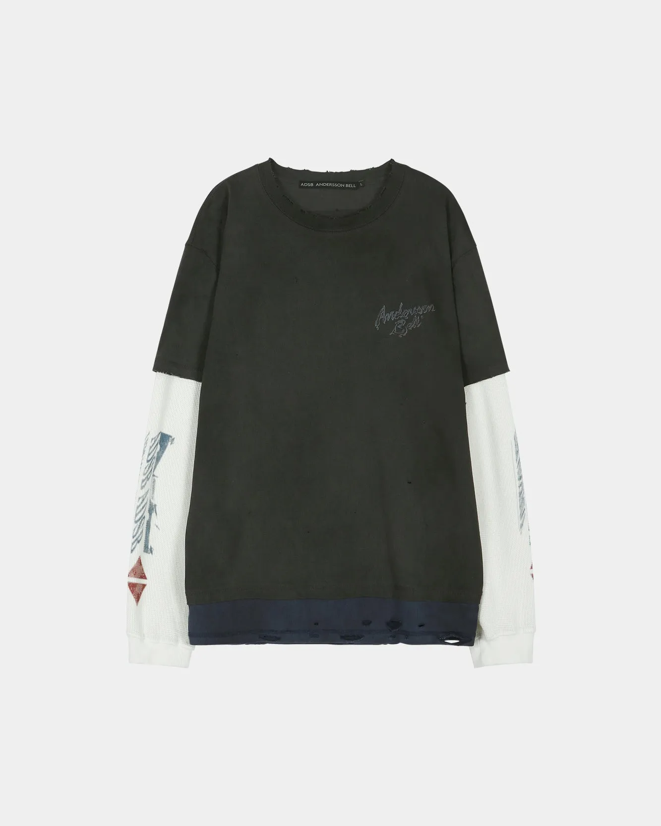 DISTRESS LAYERED LONG SLEEVE T-SHIRT (CHARCOAL) sold by Andersson Bell product image thumbnail 2