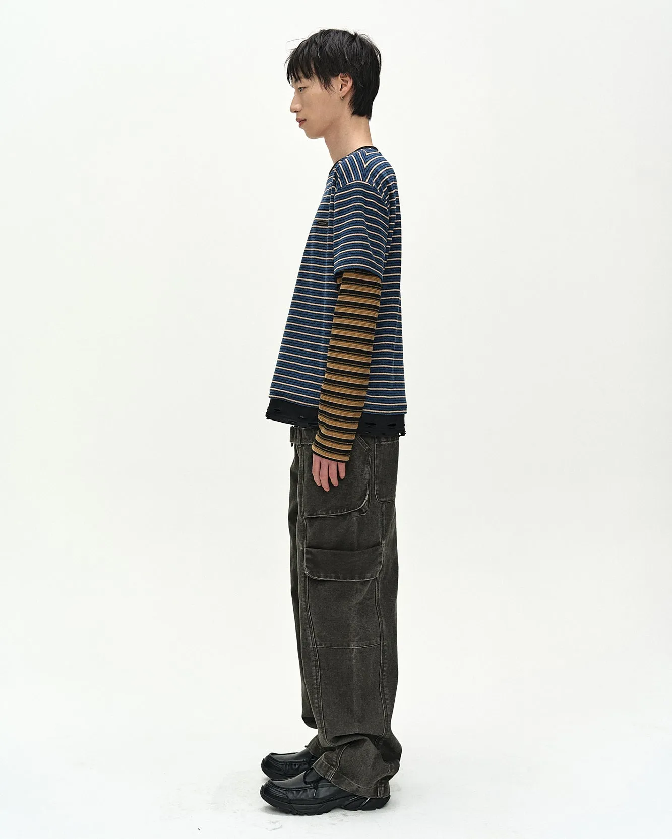 UNISEX STRIPE LAYERED LONG SLEEVE T-SHIRT (BLUE) sold by Andersson Bell product image thumbnail 4