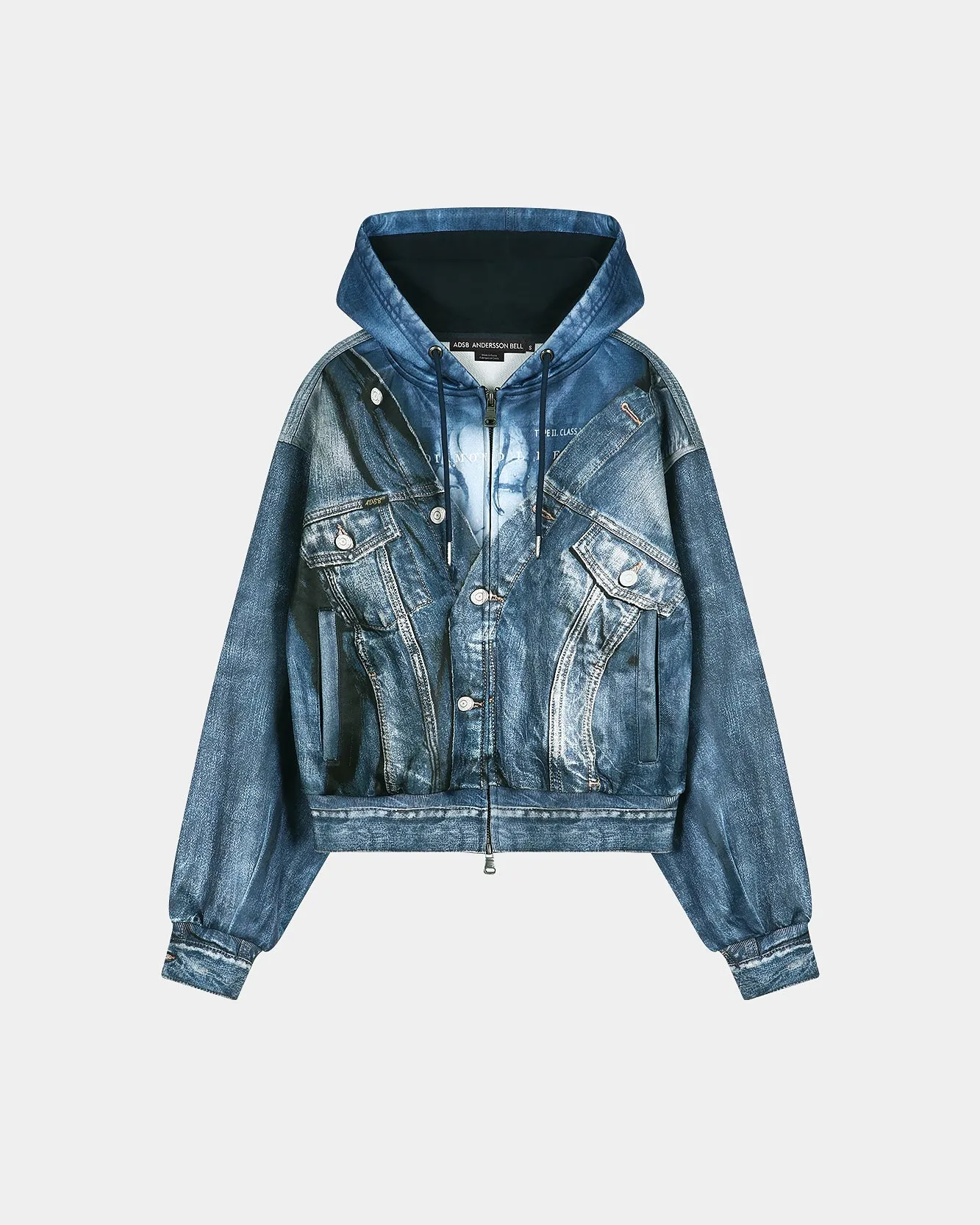 DENIM LAYERED TROMPE L'OEIL HOODIE (BLUE) sold by Andersson Bell product image thumbnail 2