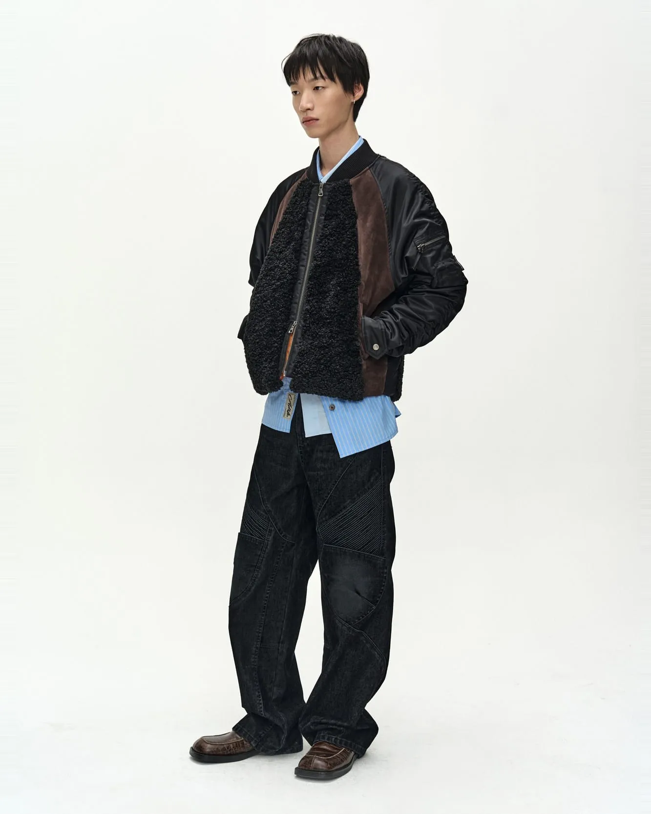FUR NYLON RAGLAN BOMBER JACKET (BLACK) sold by Andersson Bell product image thumbnail 5