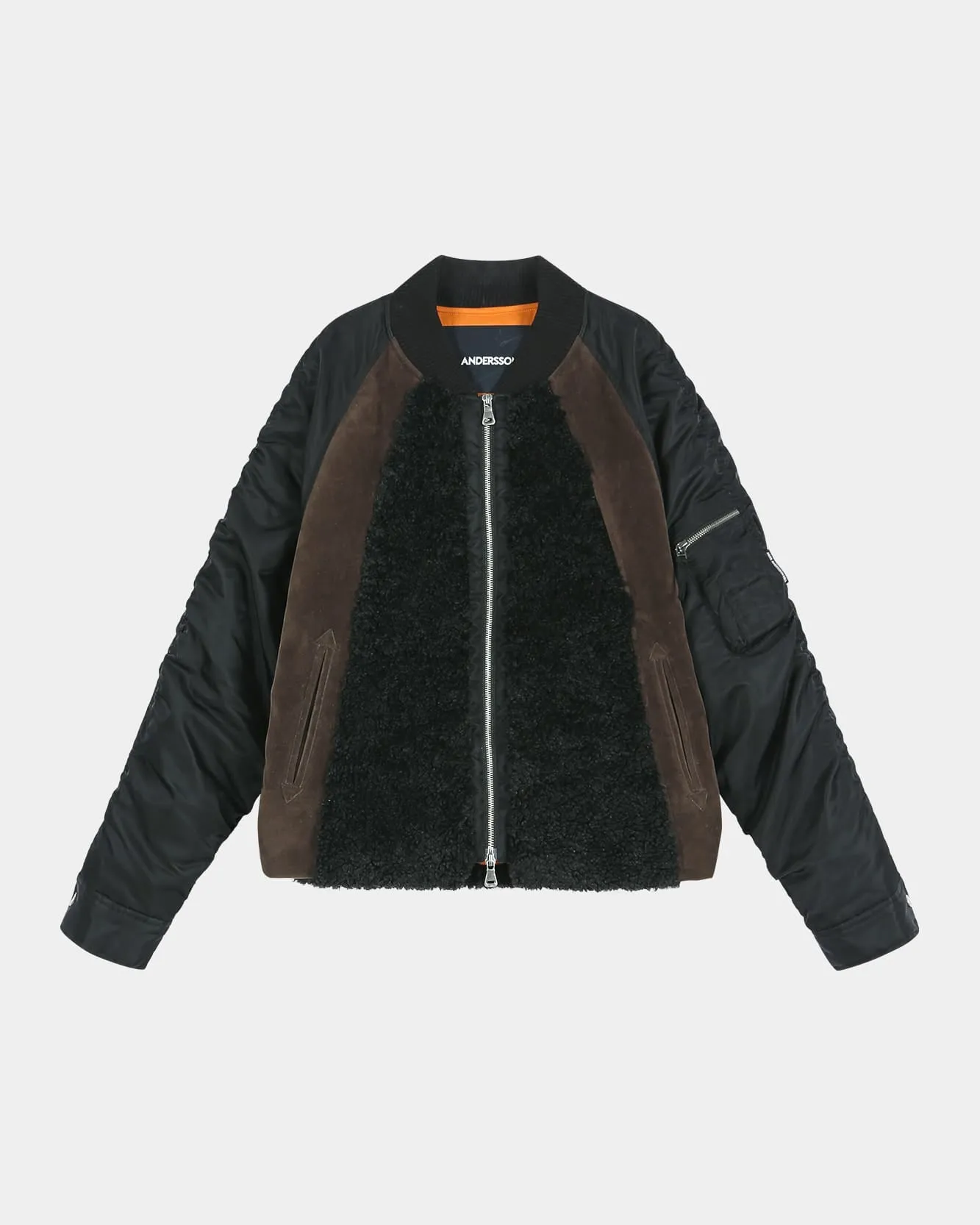 FUR NYLON RAGLAN BOMBER JACKET (BLACK) sold by Andersson Bell product image thumbnail 2