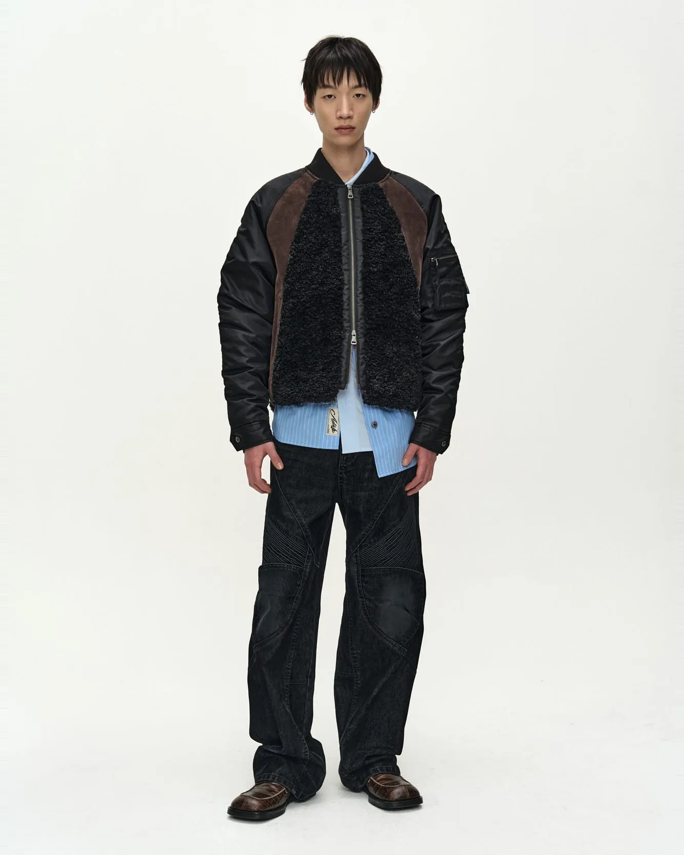 FUR NYLON RAGLAN BOMBER JACKET (BLACK) sold by Andersson Bell product image thumbnail 4