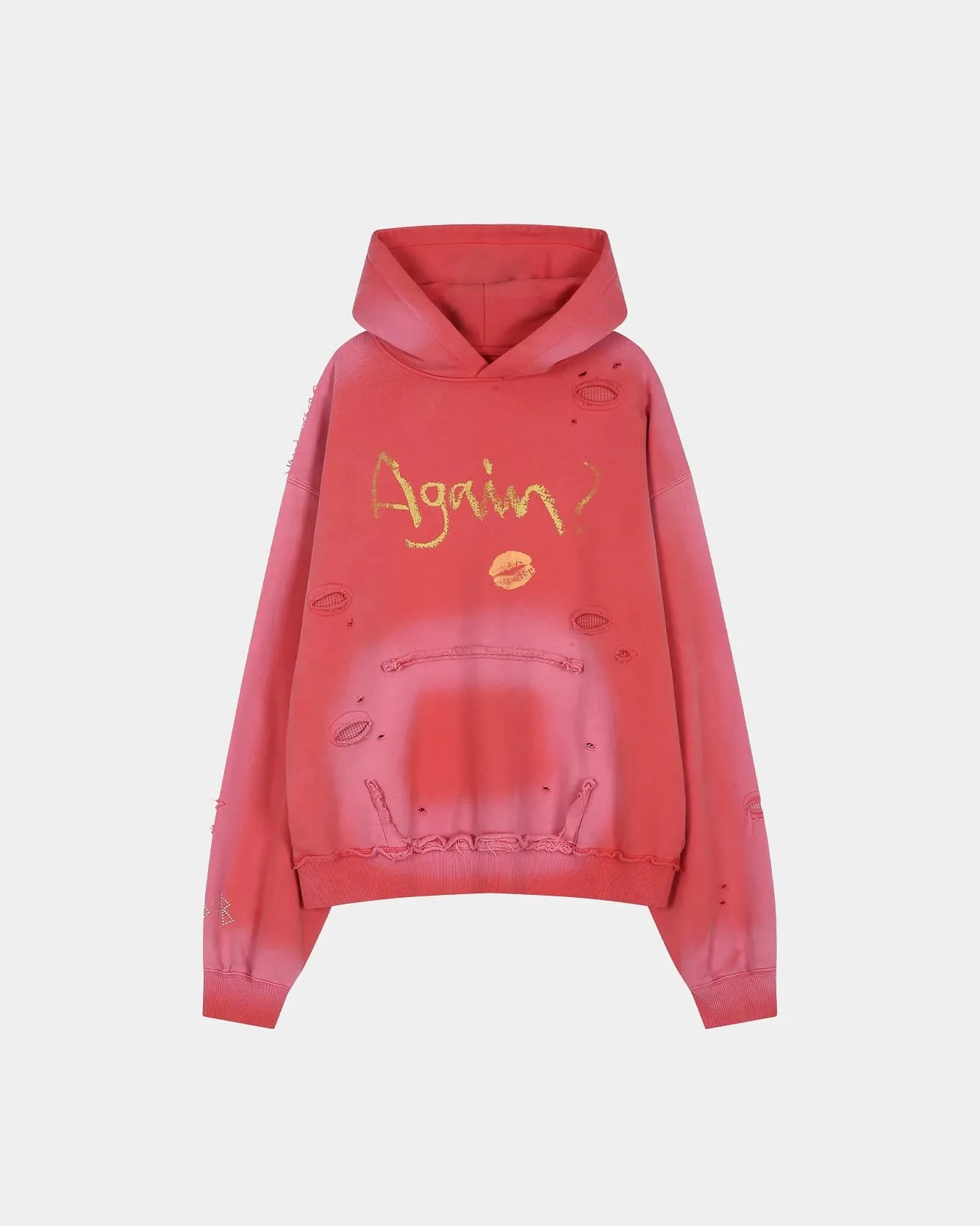 (ESSENTIAL) UNISEX SPRAY WASHED AGAIN LIP HOODIE (RED) sold by Andersson Bell product image thumbnail 2