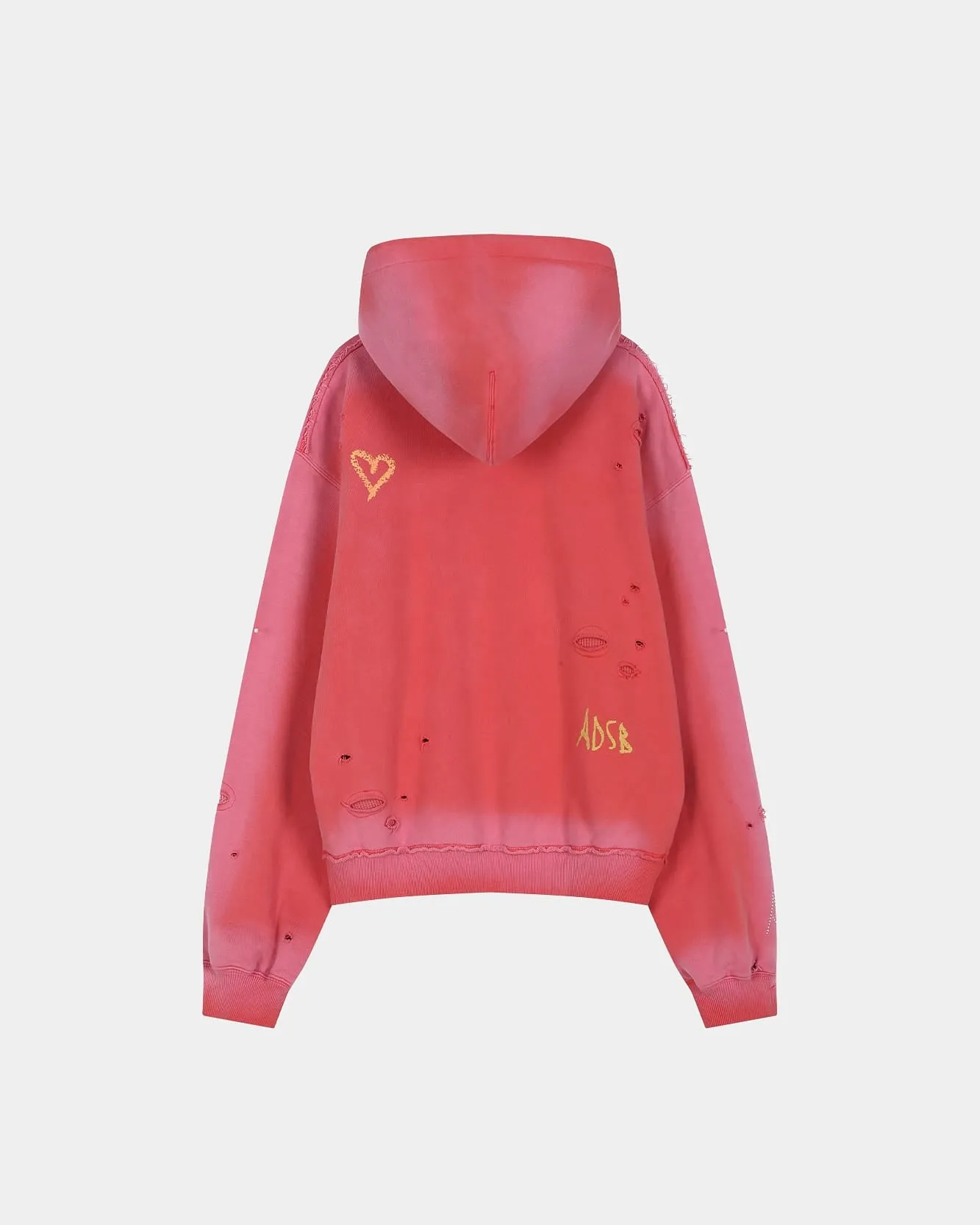 (ESSENTIAL) UNISEX SPRAY WASHED AGAIN LIP HOODIE (RED) sold by Andersson Bell product image thumbnail 3