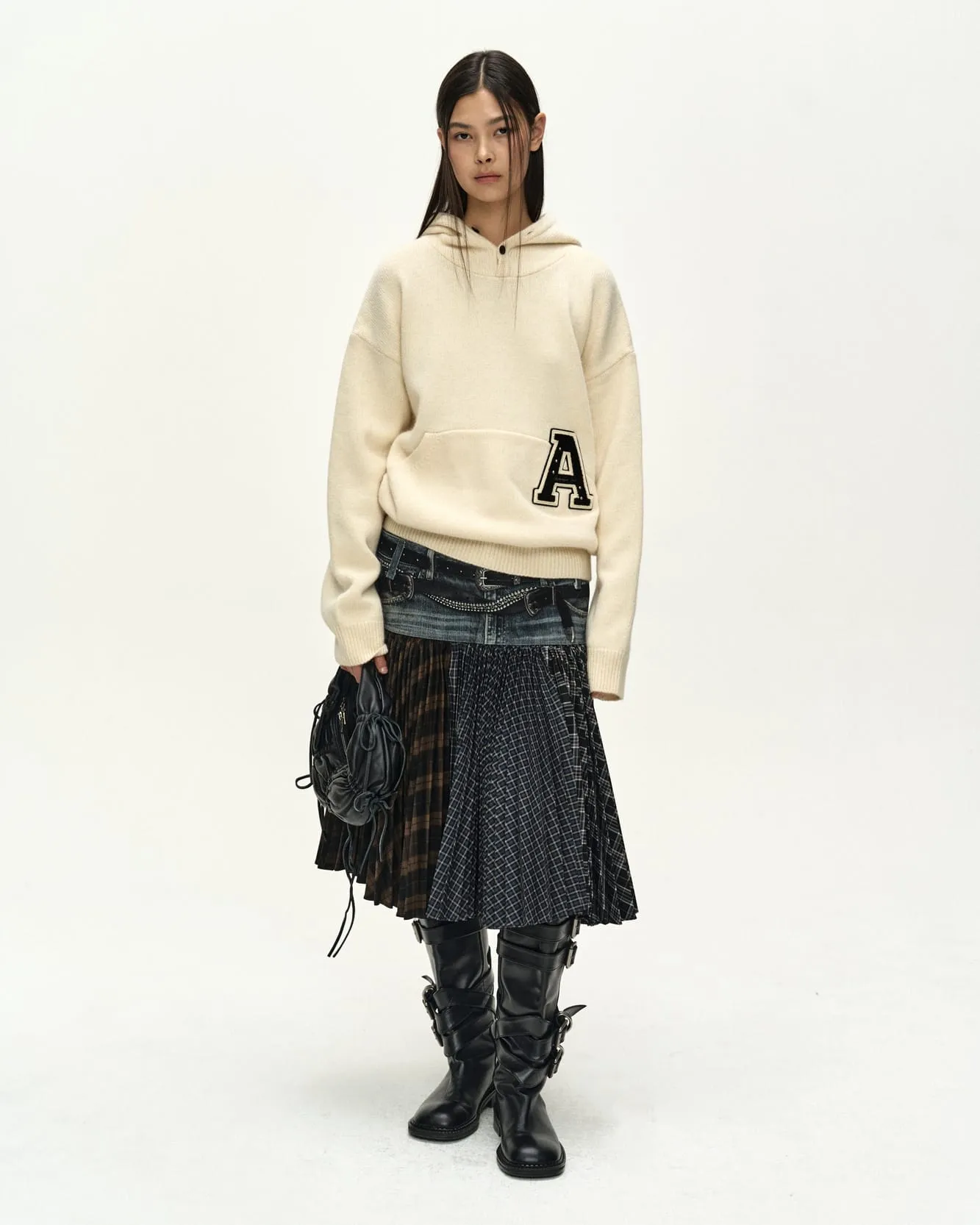 (ESSENTIAL) UNISEX VARSITY PATCH HOODIE (CREAM) sold by Andersson Bell product image thumbnail 5