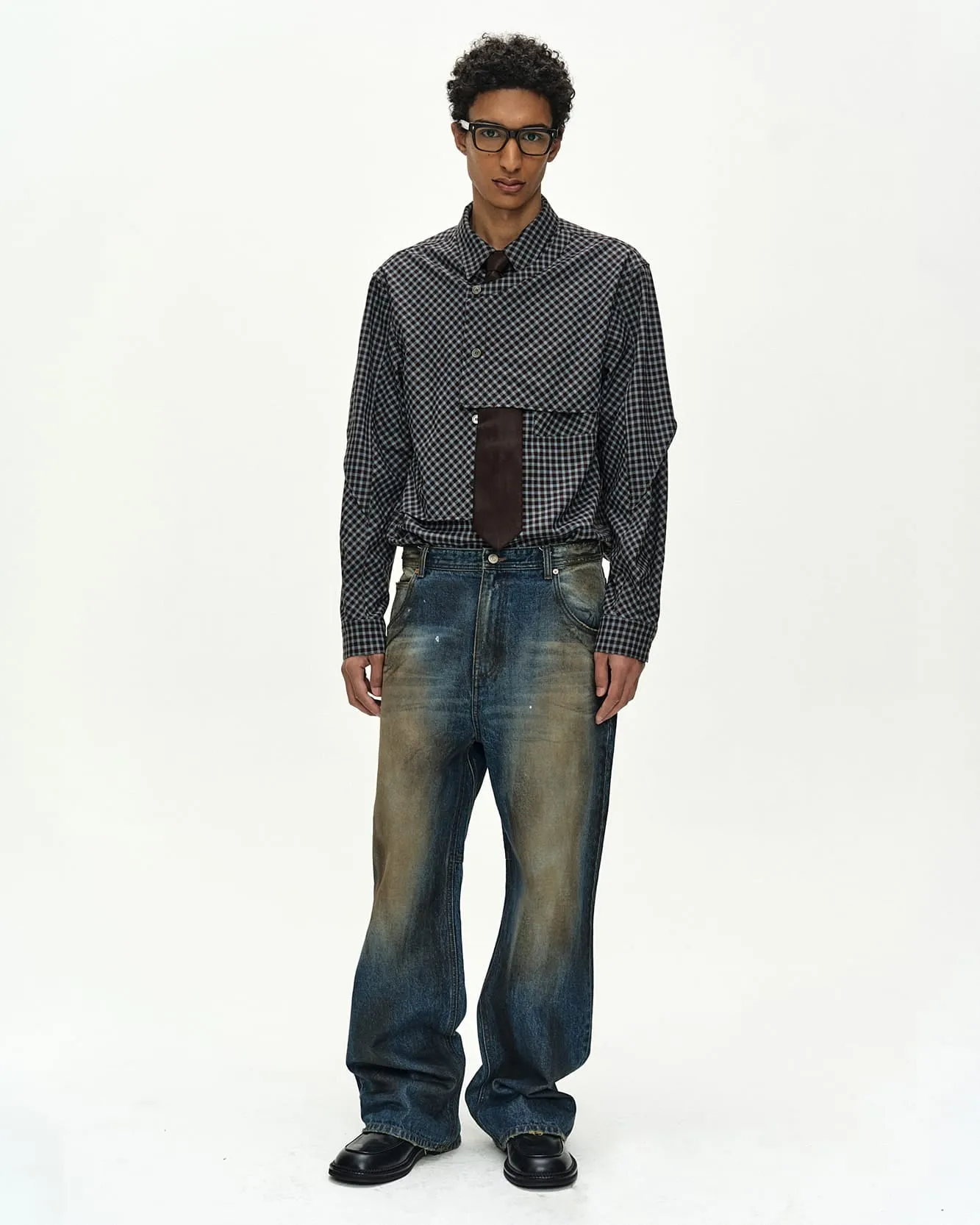 MAEY CHECK LAYERED SHIRT (BROWN/BLUE) sold by Andersson Bell product image thumbnail 4