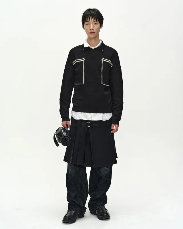 BIG POCKET POLO SWEATER (BLACK) made by Andersson Bell