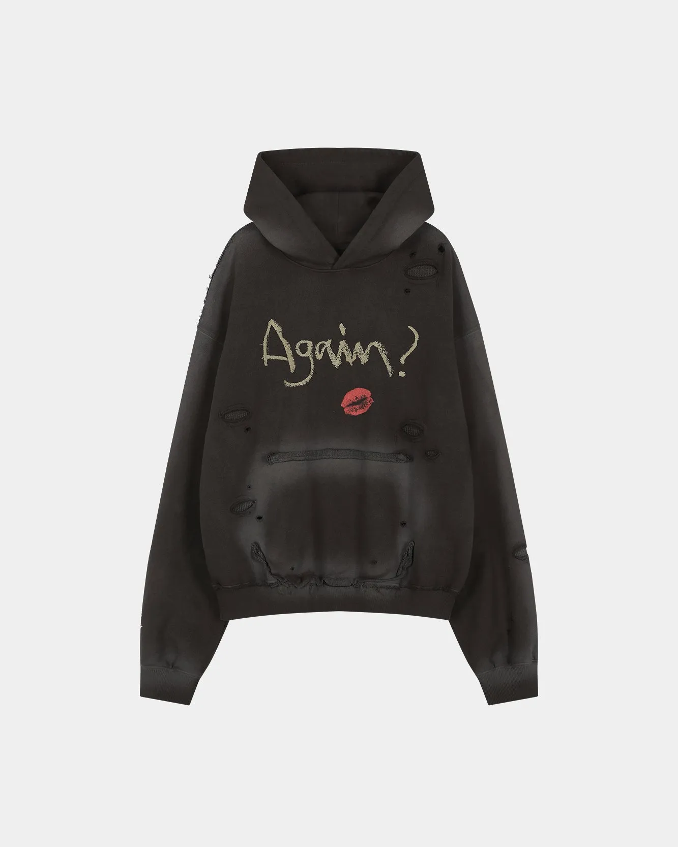 (ESSENTIAL) UNISEX SPRAY WASHED AGAIN LIP HOODIE (BROWN) sold by Andersson Bell