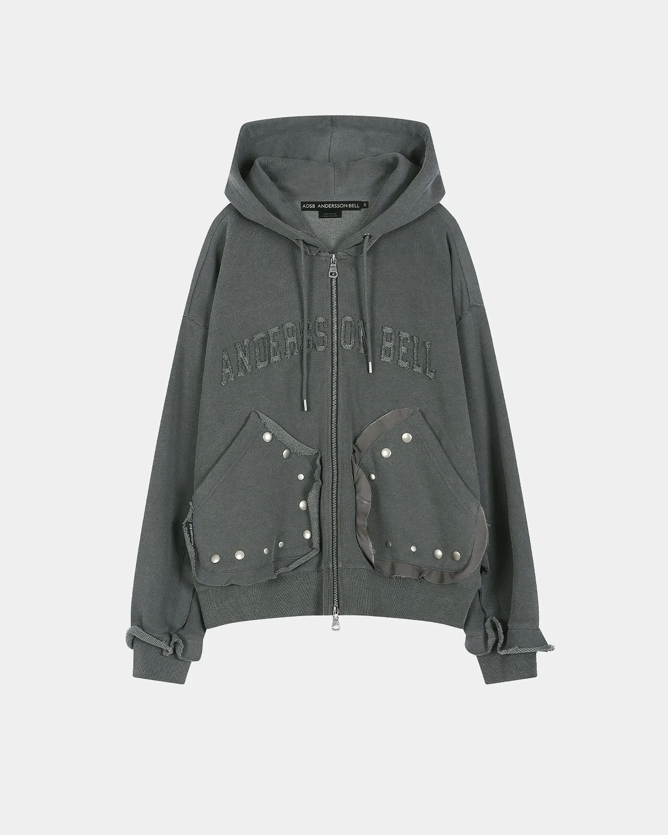 RAW-CUT STUDDED ZIP-UP HOODIE (CHARCOAL) sold by Andersson Bell product image thumbnail 2