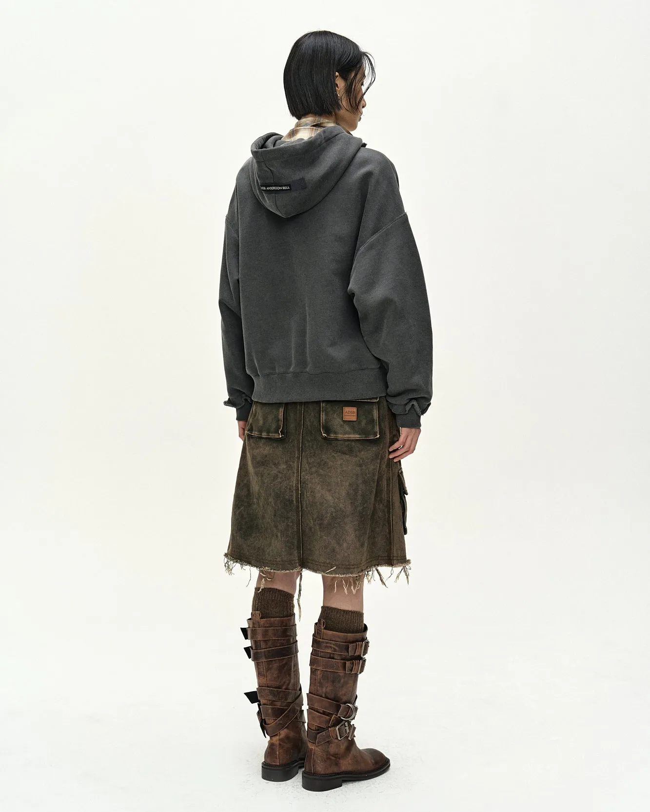RAW-CUT STUDDED ZIP-UP HOODIE (CHARCOAL) sold by Andersson Bell product image thumbnail 5