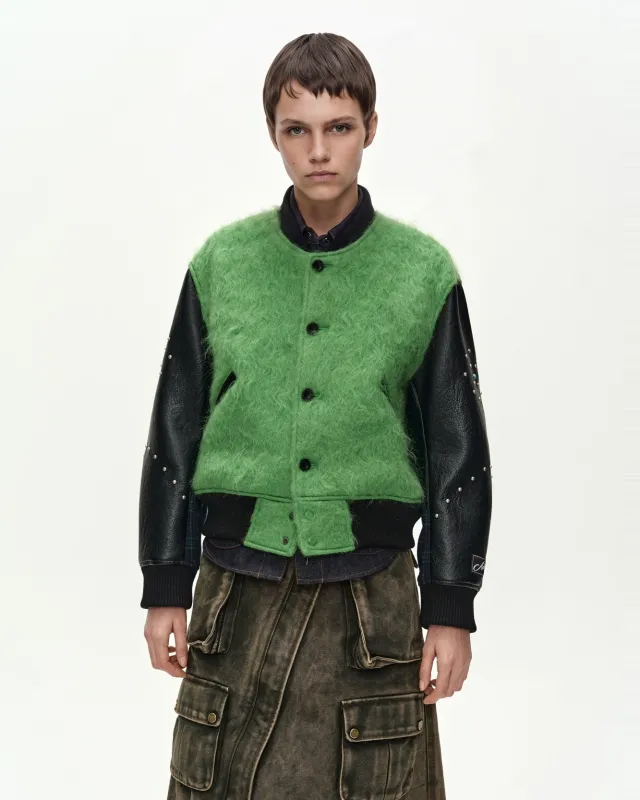 LAWN HAIRY WOOL VARSITY JACKET (LICHEN GREEN) made by Andersson Bell