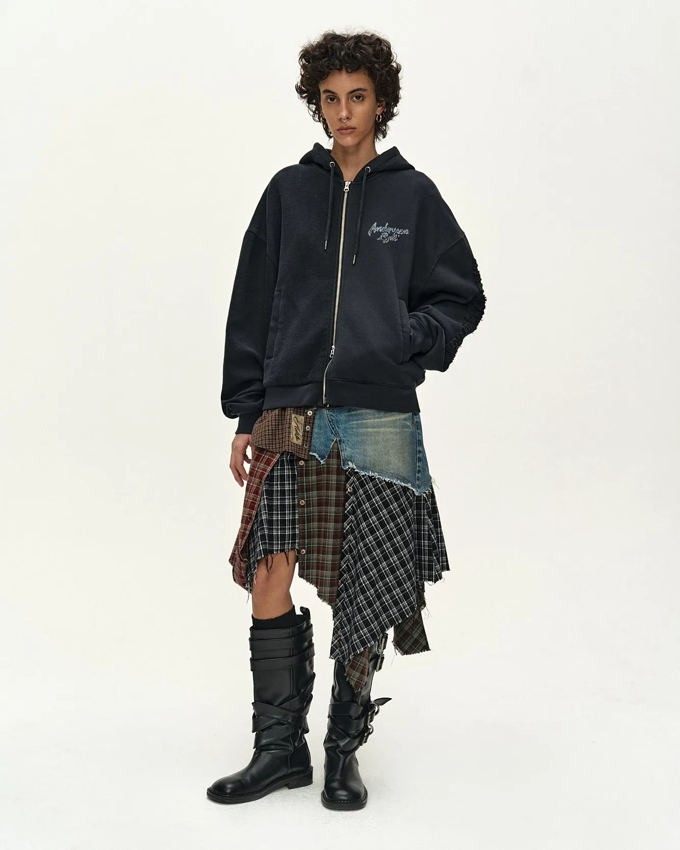 DENIM COMBINATION SHIRT PATCHWORK SKIRT (MULTI) sold by Andersson Bell