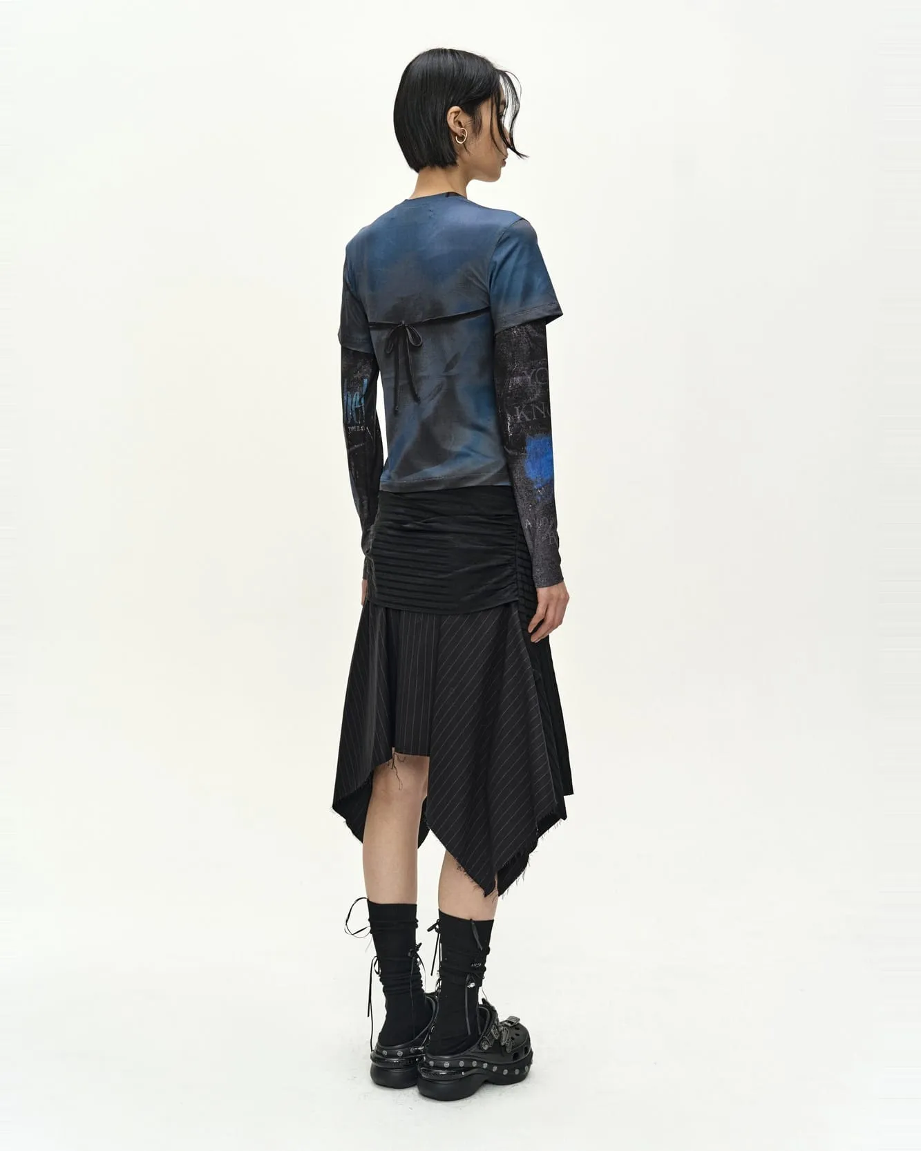 SUE WRAPPED SHIRT ASYMMETRIC SKIRT (BLACK) sold by Andersson Bell product image thumbnail 4
