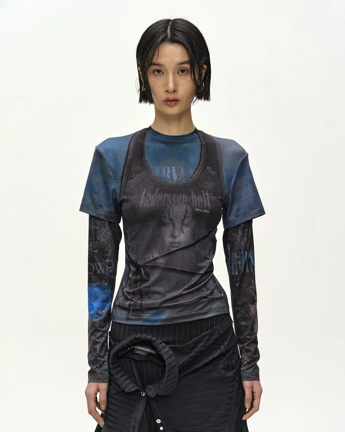 SUE WRAPPED SHIRT ASYMMETRIC SKIRT (BLACK) sold by Andersson Bell product image thumbnail 5