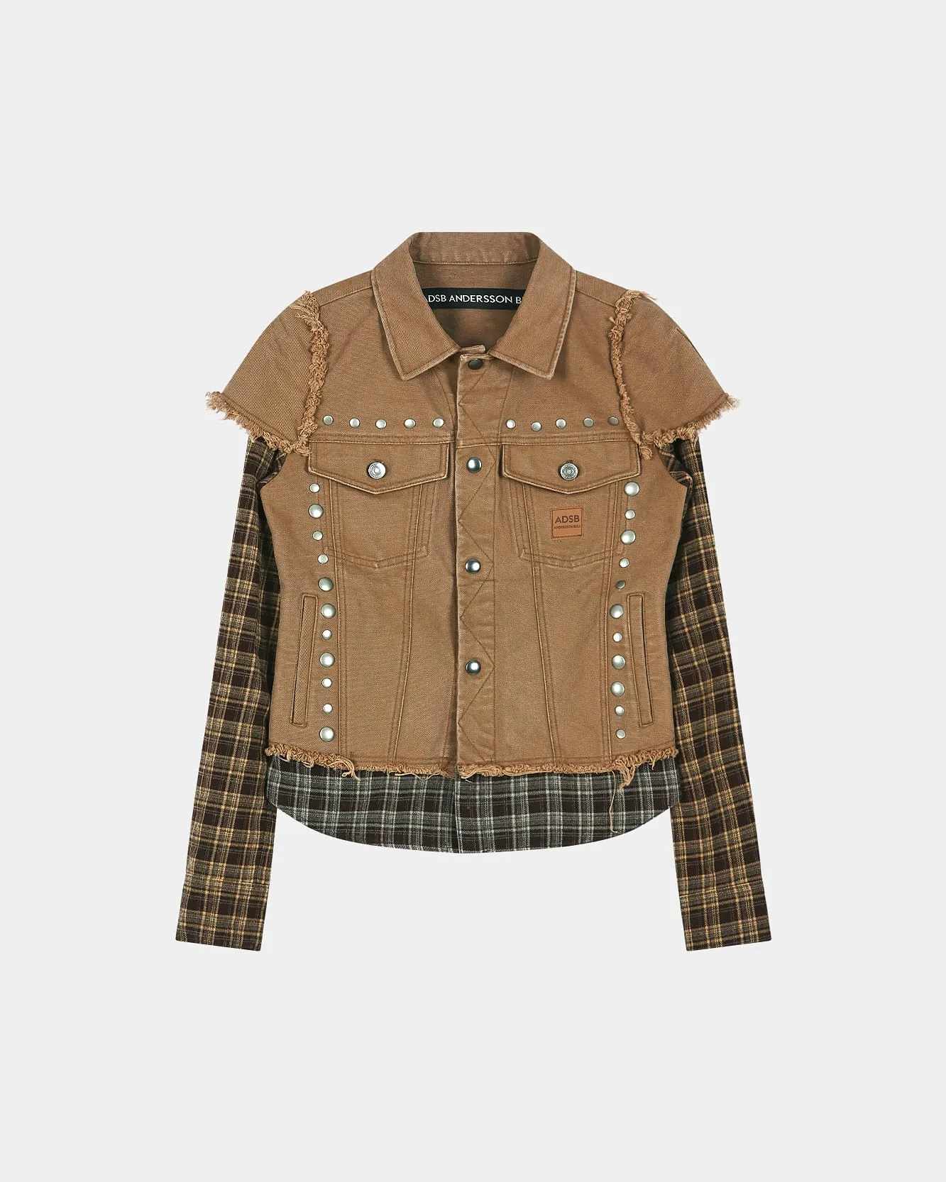 LAYERED STUDDED VEST SHIRT (BROWN) sold by Andersson Bell product image thumbnail 3